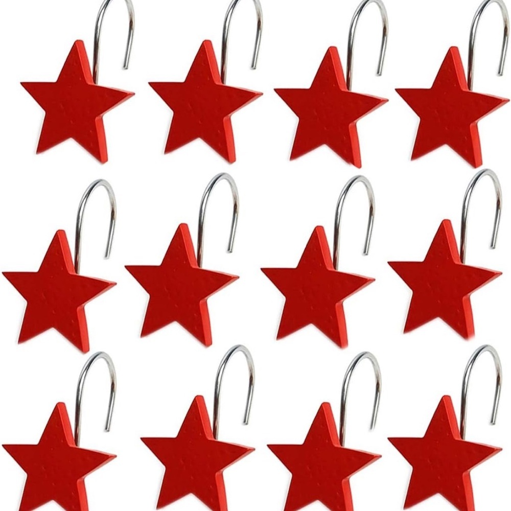 Set of 12 Creative Star Shower Curtain Hooks Resin